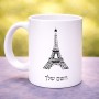 ספל תה \ קפה בעיצוב אישי עם השם שלך בעיצוב מגדל אייפל גודל הספל 325 מ"ל