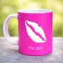 ספל תה \ קפה בעיצוב אישי עם השם שלך בעיצוב שפתיים - נשיקה גודל הספל 325 מ"ל
