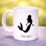 ספל תה \ קפה בעיצוב אישי עם השם שלך בעיצוב בתולת ים - אישה גודל הספל 325 מ"ל