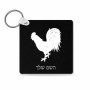 מחזיק מפתחות בצורת ריבוע בעיצוב אישי עם השם שלך בעיצוב תרנגול גודל המחזיק 5 × 5 ס"מ