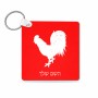 מחזיק מפתחות בצורת ריבוע בעיצוב אישי עם השם שלך בעיצוב תרנגול גודל המחזיק 5 × 5 ס"מ