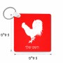 מחזיק מפתחות בצורת ריבוע בעיצוב אישי עם השם שלך בעיצוב תרנגול גודל המחזיק 5 × 5 ס"מ