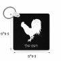 מחזיק מפתחות בצורת ריבוע בעיצוב אישי עם השם שלך בעיצוב תרנגול גודל המחזיק 5 × 5 ס"מ