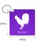 מחזיק מפתחות בצורת ריבוע בעיצוב אישי עם השם שלך בעיצוב תרנגול גודל המחזיק 5 × 5 ס"מ
