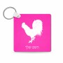 מחזיק מפתחות בצורת ריבוע בעיצוב אישי עם השם שלך בעיצוב תרנגול גודל המחזיק 5 × 5 ס"מ