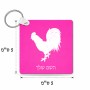 מחזיק מפתחות בצורת ריבוע בעיצוב אישי עם השם שלך בעיצוב תרנגול גודל המחזיק 5 × 5 ס"מ