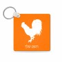 מחזיק מפתחות בצורת ריבוע בעיצוב אישי עם השם שלך בעיצוב תרנגול גודל המחזיק 5 × 5 ס"מ