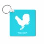 מחזיק מפתחות בצורת ריבוע בעיצוב אישי עם השם שלך בעיצוב תרנגול גודל המחזיק 5 × 5 ס"מ