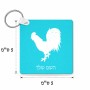 מחזיק מפתחות בצורת ריבוע בעיצוב אישי עם השם שלך בעיצוב תרנגול גודל המחזיק 5 × 5 ס"מ