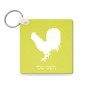 מחזיק מפתחות בצורת ריבוע בעיצוב אישי עם השם שלך בעיצוב תרנגול גודל המחזיק 5 × 5 ס"מ