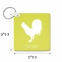 מחזיק מפתחות בצורת ריבוע בעיצוב אישי עם השם שלך בעיצוב תרנגול גודל המחזיק 5 × 5 ס"מ