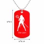 שרשרת דיסקיט מאלומיניום בעיצוב אישי עם השם שלך בעיצוב אישה שטן גודל הדיסקיט 2.9 × 5 ס"מ
