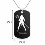 שרשרת דיסקיט מאלומיניום בעיצוב אישי עם השם שלך בעיצוב אישה שטן גודל הדיסקיט 2.9 × 5 ס"מ
