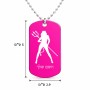שרשרת דיסקיט מאלומיניום בעיצוב אישי עם השם שלך בעיצוב אישה שטן גודל הדיסקיט 2.9 × 5 ס"מ