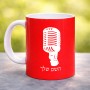 ספל תה \ קפה בעיצוב אישי עם השם שלך בעיצוב מיקרופון גודל הספל 325 מ"ל