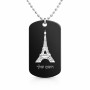 שרשרת דיסקיט מאלומיניום בעיצוב אישי עם השם שלך בעיצוב מגדל אייפל גודל הדיסקיט 2.9 × 5 ס"מ