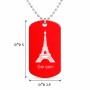 שרשרת דיסקיט מאלומיניום בעיצוב אישי עם השם שלך בעיצוב מגדל אייפל גודל הדיסקיט 2.9 × 5 ס"מ