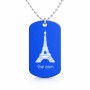 שרשרת דיסקיט מאלומיניום בעיצוב אישי עם השם שלך בעיצוב מגדל אייפל גודל הדיסקיט 2.9 × 5 ס"מ