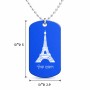 שרשרת דיסקיט מאלומיניום בעיצוב אישי עם השם שלך בעיצוב מגדל אייפל גודל הדיסקיט 2.9 × 5 ס"מ
