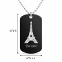 שרשרת דיסקיט מאלומיניום בעיצוב אישי עם השם שלך בעיצוב מגדל אייפל גודל הדיסקיט 2.9 × 5 ס"מ