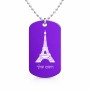 שרשרת דיסקיט מאלומיניום בעיצוב אישי עם השם שלך בעיצוב מגדל אייפל גודל הדיסקיט 2.9 × 5 ס"מ