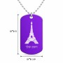 שרשרת דיסקיט מאלומיניום בעיצוב אישי עם השם שלך בעיצוב מגדל אייפל גודל הדיסקיט 2.9 × 5 ס"מ
