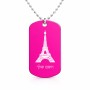 שרשרת דיסקיט מאלומיניום בעיצוב אישי עם השם שלך בעיצוב מגדל אייפל גודל הדיסקיט 2.9 × 5 ס"מ