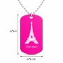 שרשרת דיסקיט מאלומיניום בעיצוב אישי עם השם שלך בעיצוב מגדל אייפל גודל הדיסקיט 2.9 × 5 ס"מ