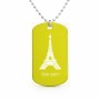 שרשרת דיסקיט מאלומיניום בעיצוב אישי עם השם שלך בעיצוב מגדל אייפל גודל הדיסקיט 2.9 × 5 ס"מ