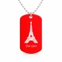 שרשרת דיסקיט מאלומיניום בעיצוב אישי עם השם שלך בעיצוב מגדל אייפל גודל הדיסקיט 2.9 × 5 ס"מ