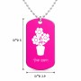 שרשרת דיסקיט מאלומיניום בעיצוב אישי עם השם שלך בעיצוב פרח גודל הדיסקיט 2.9 × 5 ס"מ