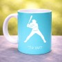ספל תה \ קפה בעיצוב אישי עם השם שלך בעיצוב שחקן בייסבול גודל הספל 325 מ"ל