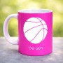 ספל תה \ קפה בעיצוב אישי עם השם שלך בעיצוב כדורסל גודל הספל 325 מ"ל