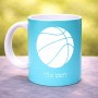 ספל תה \ קפה בעיצוב אישי עם השם שלך בעיצוב כדורסל גודל הספל 325 מ"ל