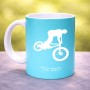 ספל תה \ קפה בעיצוב אישי עם השם שלך בעיצוב רוכב אופניים גודל הספל 325 מ"ל