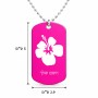 שרשרת דיסקיט מאלומיניום בעיצוב אישי עם השם שלך בעיצוב פרח היביסקוס גודל הדיסקיט 2.9 × 5 ס"מ