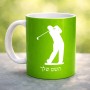 ספל תה \ קפה בעיצוב אישי עם השם שלך בעיצוב שחקן גולף גודל הספל 325 מ"ל