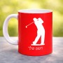 ספל תה \ קפה בעיצוב אישי עם השם שלך בעיצוב שחקן גולף גודל הספל 325 מ"ל
