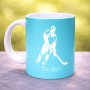 ספל תה \ קפה בעיצוב אישי עם השם שלך בעיצוב שחקן הוקי גודל הספל 325 מ"ל