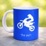 ספל תה \ קפה בעיצוב אישי עם השם שלך בעיצוב מוטוקרוס גודל הספל 325 מ"ל
