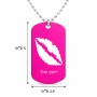 שרשרת דיסקיט מאלומיניום בעיצוב אישי עם השם שלך בעיצוב שפתיים - נשיקה גודל הדיסקיט 2.9 × 5 ס"מ