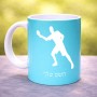 ספל תה \ קפה בעיצוב אישי עם השם שלך בעיצוב שחקן פינג פונג גודל הספל 325 מ"ל