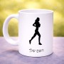 ספל תה \ קפה בעיצוב אישי עם השם שלך בעיצוב רץ רץ אישה גודל הספל 325 מ"ל