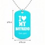 שרשרת דיסקיט מאלומיניום בעיצוב אישי עם השם שלך בעיצוב אוהבת את החבר שלי גודל הדיסקיט 2.9 × 5 ס"מ