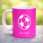 ספל תה \ קפה בעיצוב אישי עם השם שלך בעיצוב כדורגל כדור כדורגל גודל הספל 325 מ"ל