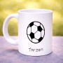 ספל תה \ קפה בעיצוב אישי עם השם שלך בעיצוב כדורגל כדור כדורגל גודל הספל 325 מ"ל