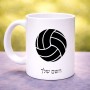 ספל תה \ קפה בעיצוב אישי עם השם שלך בעיצוב כדור כדורעף גודל הספל 325 מ"ל