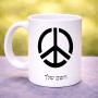 ספל תה \ קפה בעיצוב אישי עם השם שלך בעיצוב סמל השלום גודל הספל 325 מ"ל