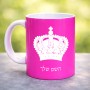 ספל תה \ קפה בעיצוב אישי עם השם שלך בעיצוב כתר מלכותי גודל הספל 325 מ"ל