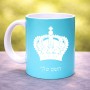 ספל תה \ קפה בעיצוב אישי עם השם שלך בעיצוב כתר מלכותי גודל הספל 325 מ"ל